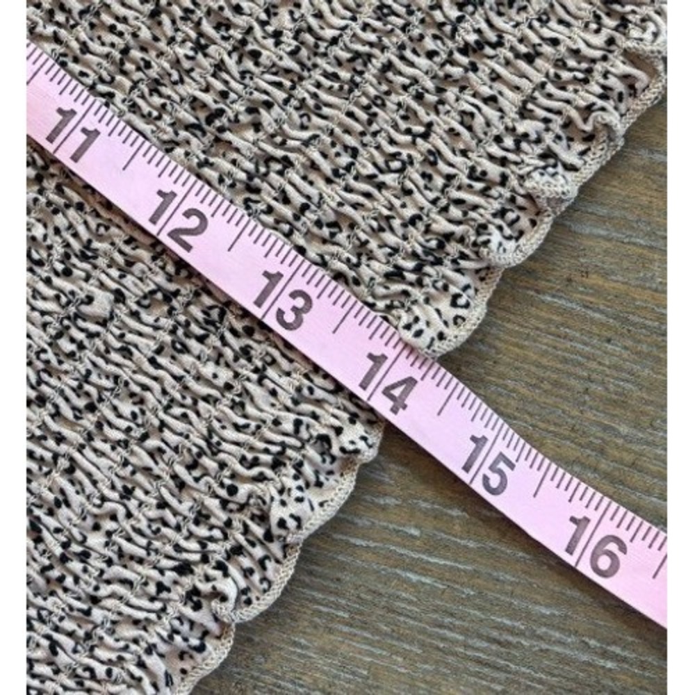 Gaze Smocked Animal Print Cami Tank Top Tan Black Crop High Neck Teens Large - Picture 5 of 5